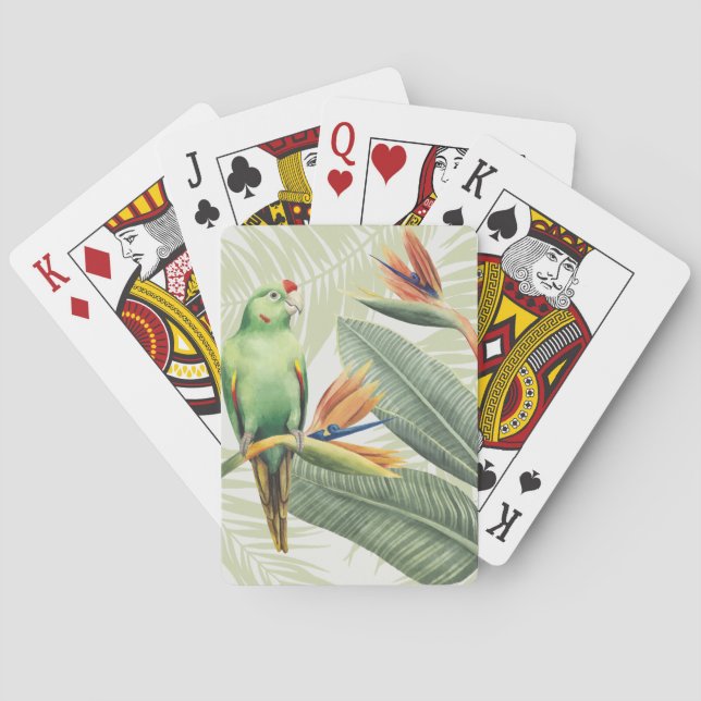 Jeu De Cartes Feuilles De Palmiers Avec Oiseau Vert (dos)