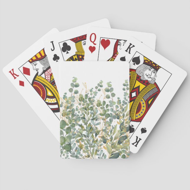 Jeu De Cartes Feuilles D'Eucalyptus Botanique Or Et Vert (dos)