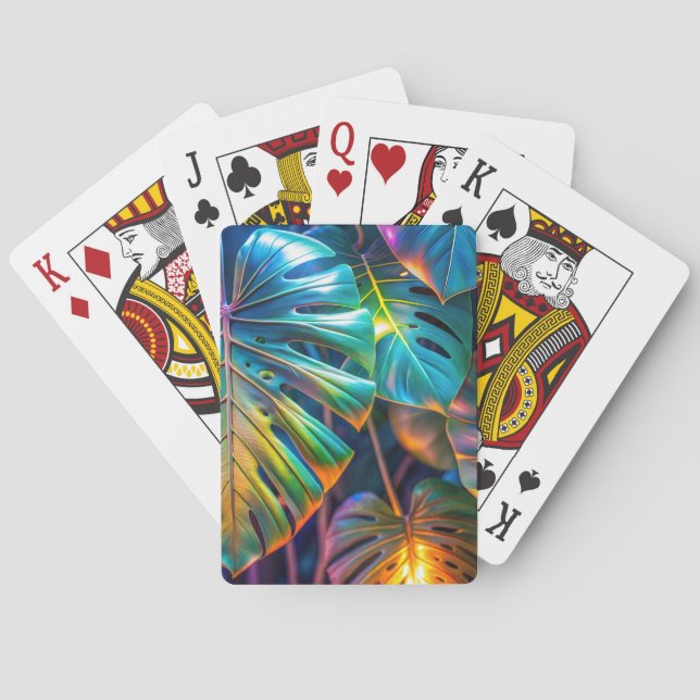 Jeu De Cartes Feuilles néons tropicaux (dos)