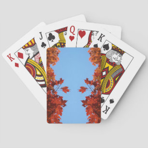 Jeu De Cartes Feuilles rouges d'automne et ciel bleu