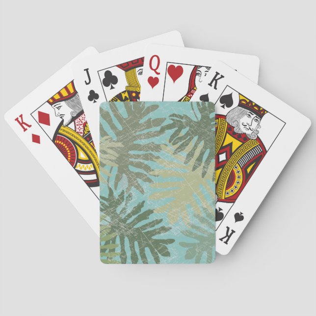 Jeu De Cartes Feuilles Tropicales Fanées (dos)