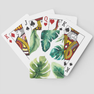 Jeu De Cartes Feuilles Tropicales Vertes Élégant Moderne Chic