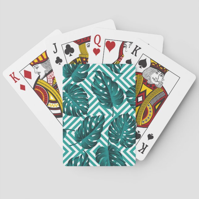Jeu De Cartes Feuilles tropicaux : Motif Floral sans joint. (dos)