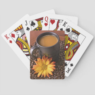Jeu De Cartes Fèves de café et marguerite jaune
