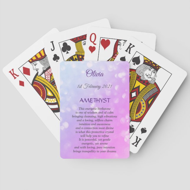 Jeu De Cartes Février Birthstone Amethyst conception (dos)