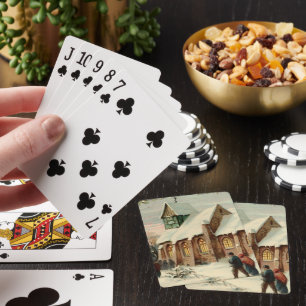 Jeu De Cartes Fidèles de l'église de Noël vintage à la messe de 