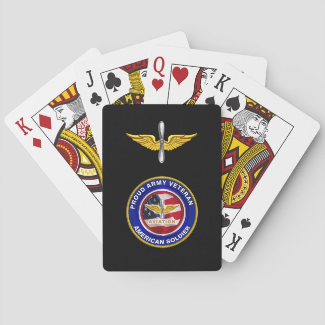 Jeu De Cartes Fière Armée de terre Vétéran de l'aviation Noir (dos)