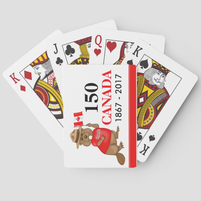 Jeu De Cartes Fière fête canadienne du castor 150 (dos)