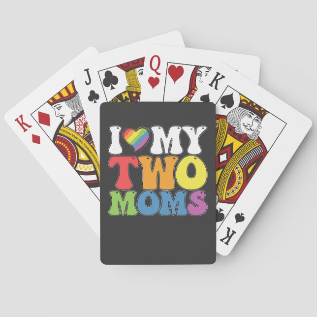 Jeu De Cartes Fierté LGBT J'Aime Mes Deux Moms Soutien Lesbien G (dos)