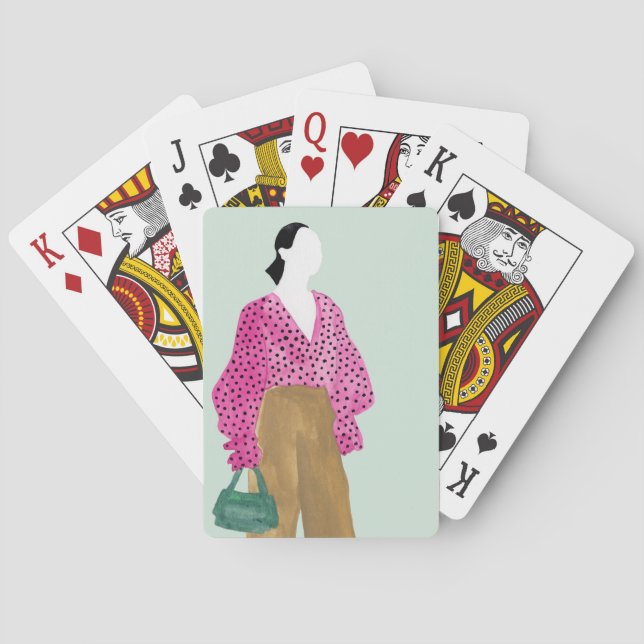 Jeu De Cartes Figure de mode debout - Pointe Polka haut (dos)