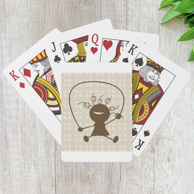 Jeu De Cartes Fille Avec Une Corde De Sauts Jouant Des Cartes (Créateur téléchargé)