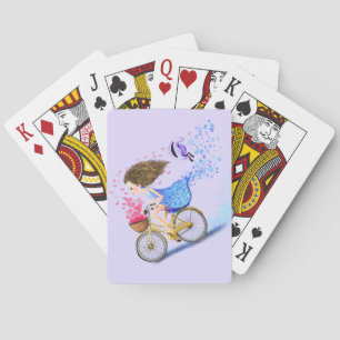 Jeu De Cartes Fille avec Vélo Jouer des cartes Cadeau romantique
