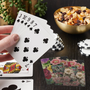 Jeu De Cartes Fille Boho Noir Botaniques Vintages Monogramme