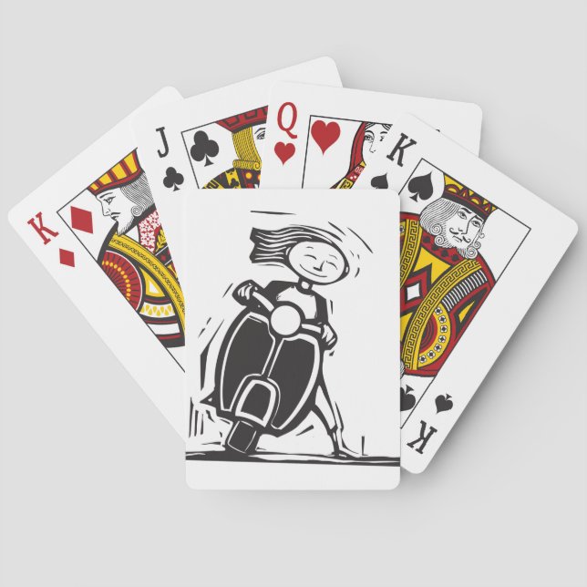 Jeu De Cartes Fille cartes de jeu de monte de scooter (dos)