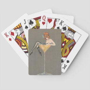 Jeu De Cartes Fille de style rétro dans un Martini Glass Jouer d