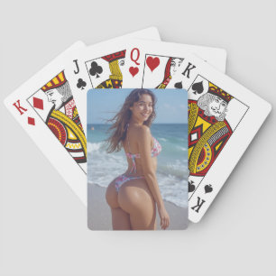 Jeu De Cartes Fille en bikini gros fessier jouant aux cartes