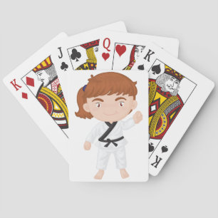 Jeu De Cartes Fille Faire Du Karaté Jouer Des Cartes