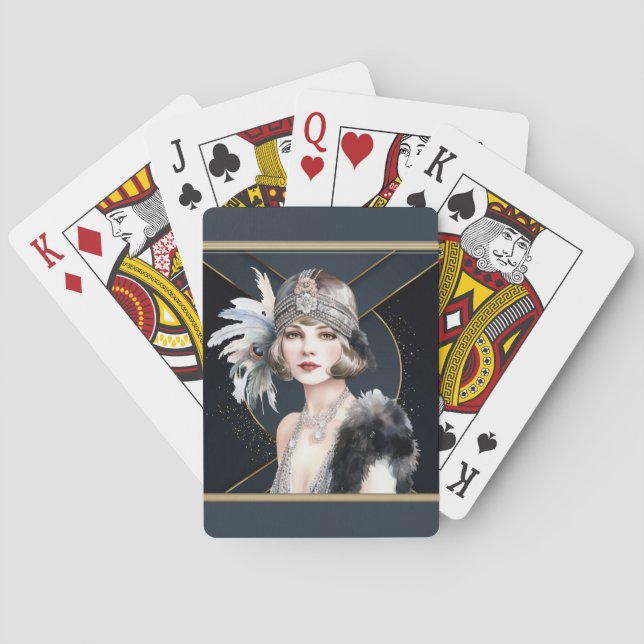 Jeu De Cartes Fille Flapper Art Déco (dos)