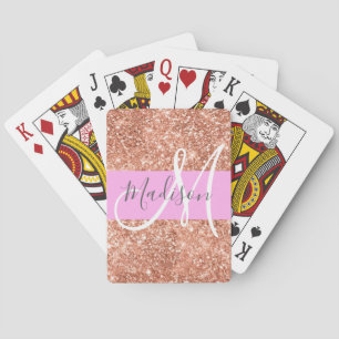 Jeu De Cartes Fille Glam rose Pêche or Parties scintillant Nom d