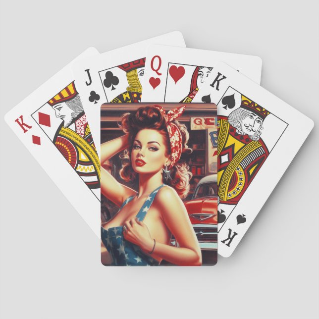Jeu De Cartes Fille mécanique rétro (dos)