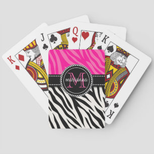 Jeu De Cartes Fille moderne noir rose Zèbre Impression personnal