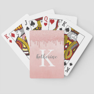 Jeu De Cartes Fille Monogramme Nom Parties scintillant de séchag