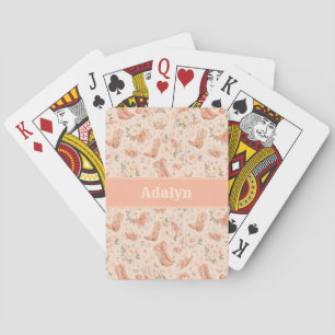 Jeu De Cartes Fille Peach Western Cowgirl Shabby Chic Monogramme