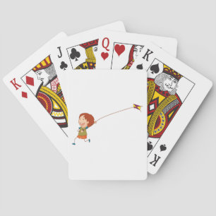 Jeu De Cartes Fille Volant Un Cerf-volant Jouant Des Cartes