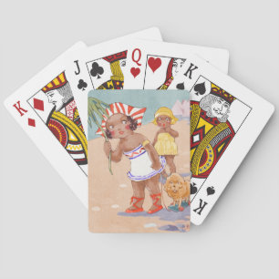 Jeu De Cartes Filles Afro-Américaines Vintage sur la Plage
