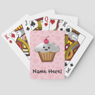Jeu De Cartes Filles heureuses roses mignonnes de petit gâteau