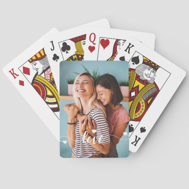 Jeu De Cartes Filles White Love Script Avec Coeur Valentine (dos)