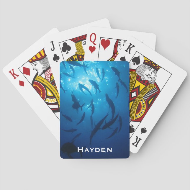 Jeu De Cartes Fish Shoal and Sunlight Under the Sea Personnalisé (dos)