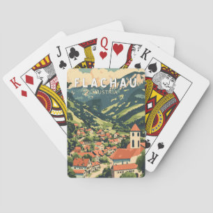 Jeu De Cartes Flachau Autriche Illustration Voyage Art Vintage