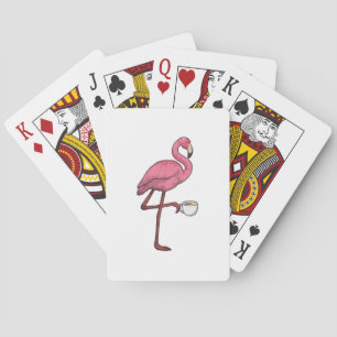 Jeu De Cartes Flamant rose avec la coupe du café