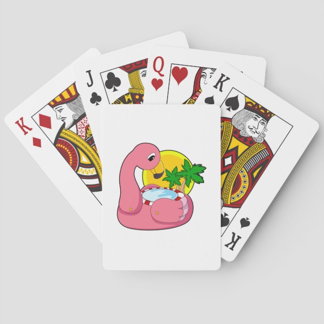 Jeu De Cartes Flamant rose avec piscine (dos)