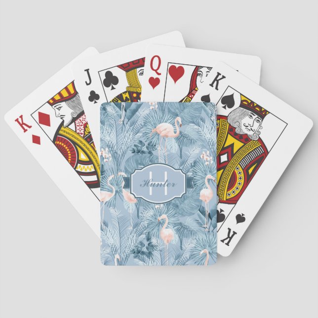 Jeu De Cartes Flamant rose Orchidée Tropical Motif Blue ID868 (dos)