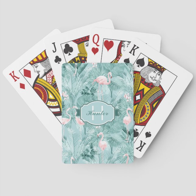 Jeu De Cartes Flamant rose Orchidée Tropical Motif Turquoise ID8 (dos)