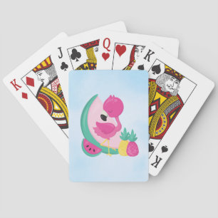Jeu De Cartes Flamant rose rose avec pastèque et ananas