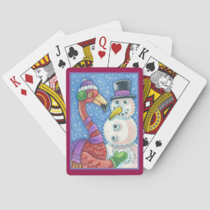 Jeu De Cartes Flamant rose ROSE SNOWMAN NOËL JOUER CARTES