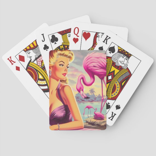 Jeu De Cartes Flamant rose tropical - Montage (dos)
