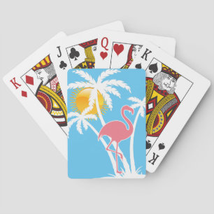Jeu De Cartes Flamant rose tropical Palmiers