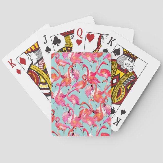 Jeu De Cartes Flamants roses d'aquarelle recueillis (dos)