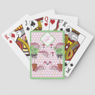 Jeu De Cartes Flamants roses de Flamant rose rose Palm Vert