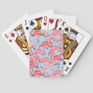 Jeu De Cartes Flamants roses roses lumineux sur le bleu