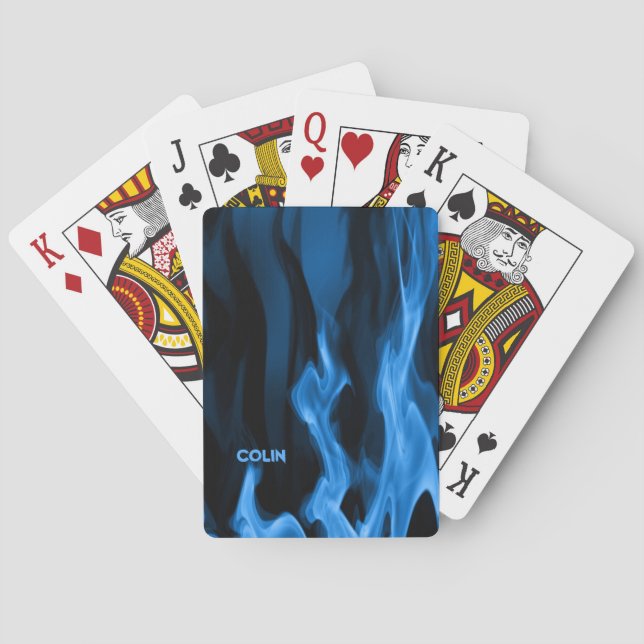 Jeu De Cartes Flames bleu Cobalt | Cartes de lecture à vélo (dos)