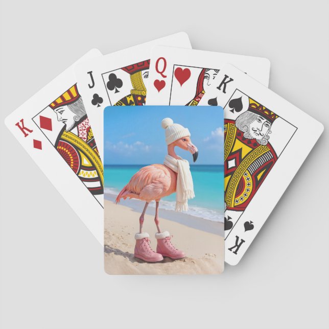 Jeu De Cartes Flamingo Wearing Winter Scarf and Hat (dos)