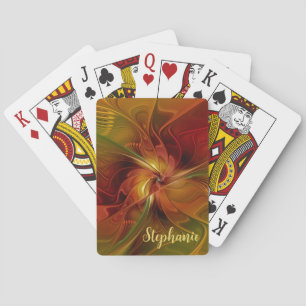Jeu De Cartes Fleur d'art fractal abstraite rouge orange marron