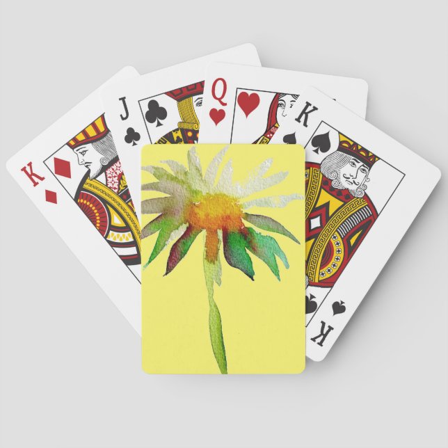 Jeu De Cartes Fleur d'art moderne marguerite jaune (dos)