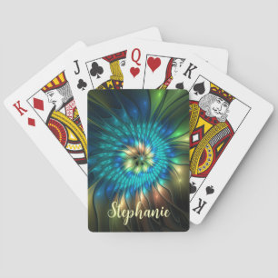 Jeu De Cartes Fleur de fantaisie lumineuse, fractale abstraite c