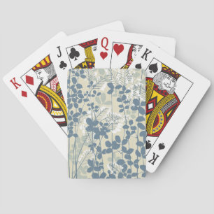 Jeu De Cartes Fleur de feuille bleue asiatique japonaise